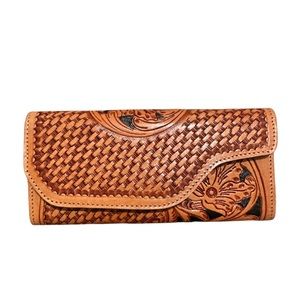Brand New-Floral Tooled Leather Wallet